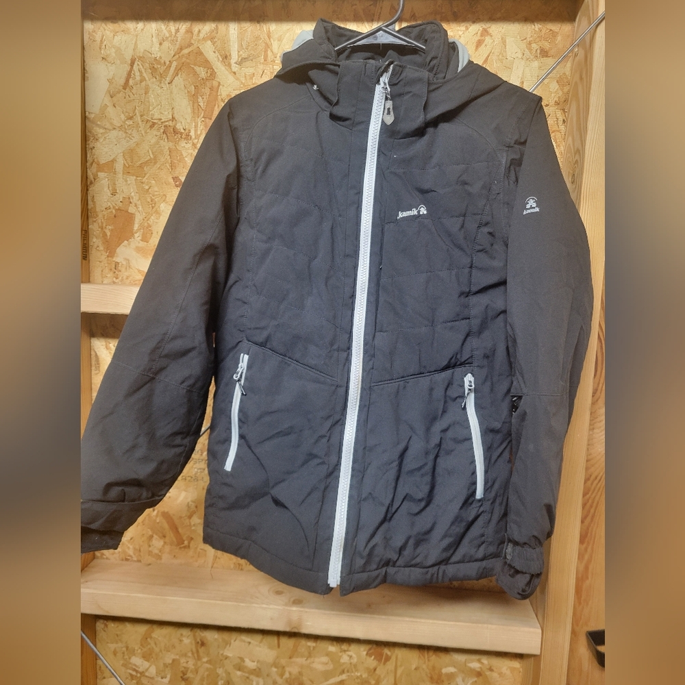 Kamik Youth Black Jacket With Hood Size 12 Unisex
